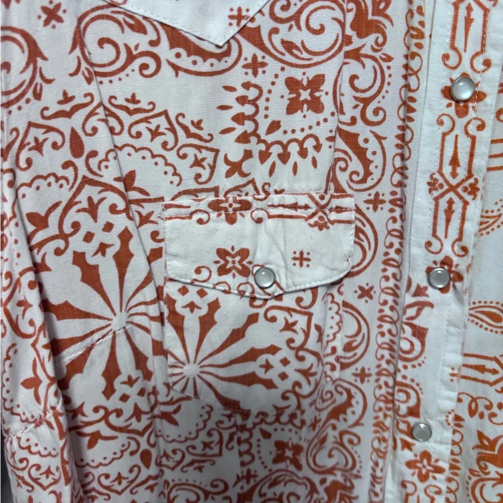 Cotton &‎ Rye Orange and White Paisley Button-Up Shirt Women’s Size: Medium NWOT - Picture 4 of 4